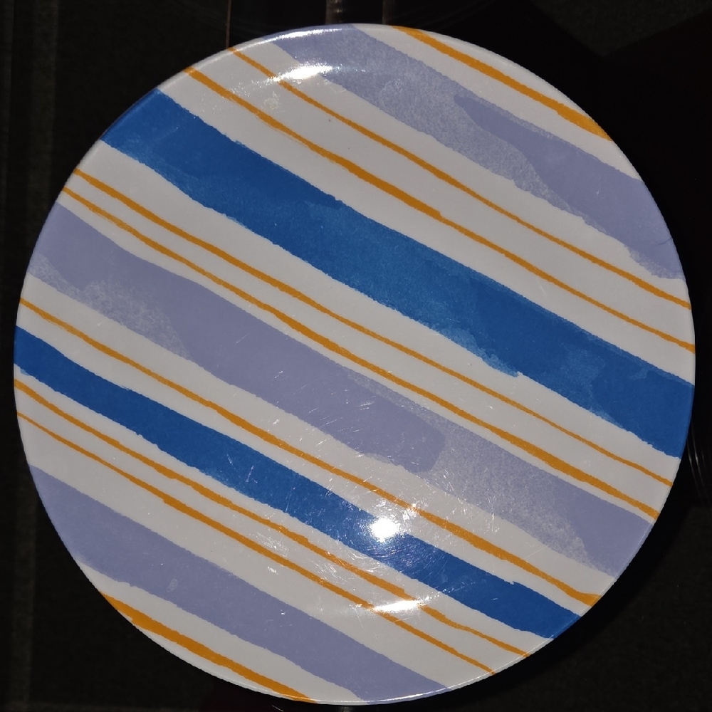 Sur La Table Striped Blue and Orange Plates